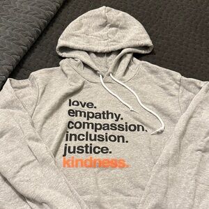 Brand New Kind Cotton XL Gray Hoodie with Inspirational Text